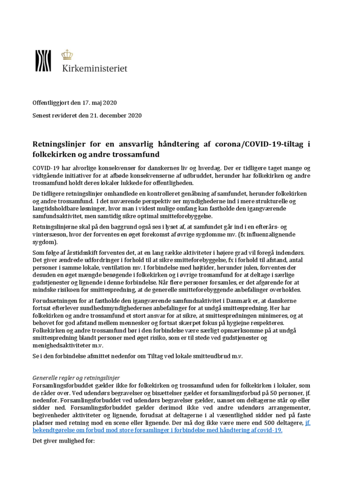 Retningslinjer per 21. december 2020