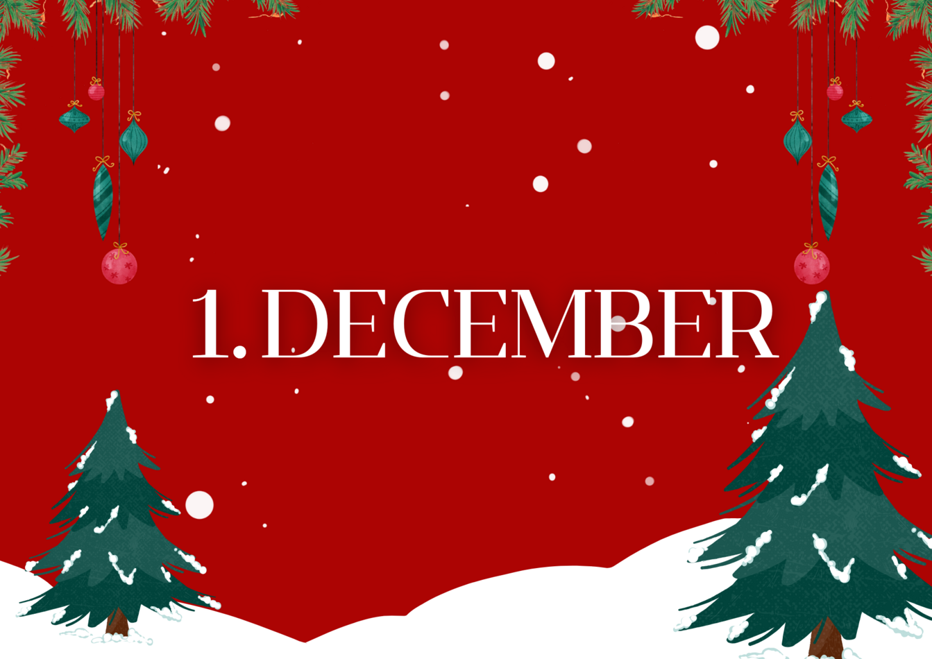Red and White Illustrative Merry Christmas Landscape Flyer .png